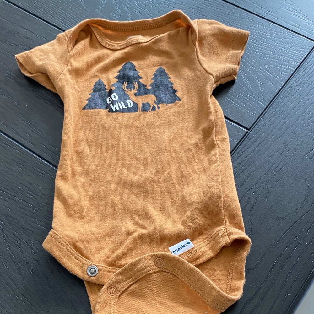 Gerber Orange Baby Onesie with Forest Design